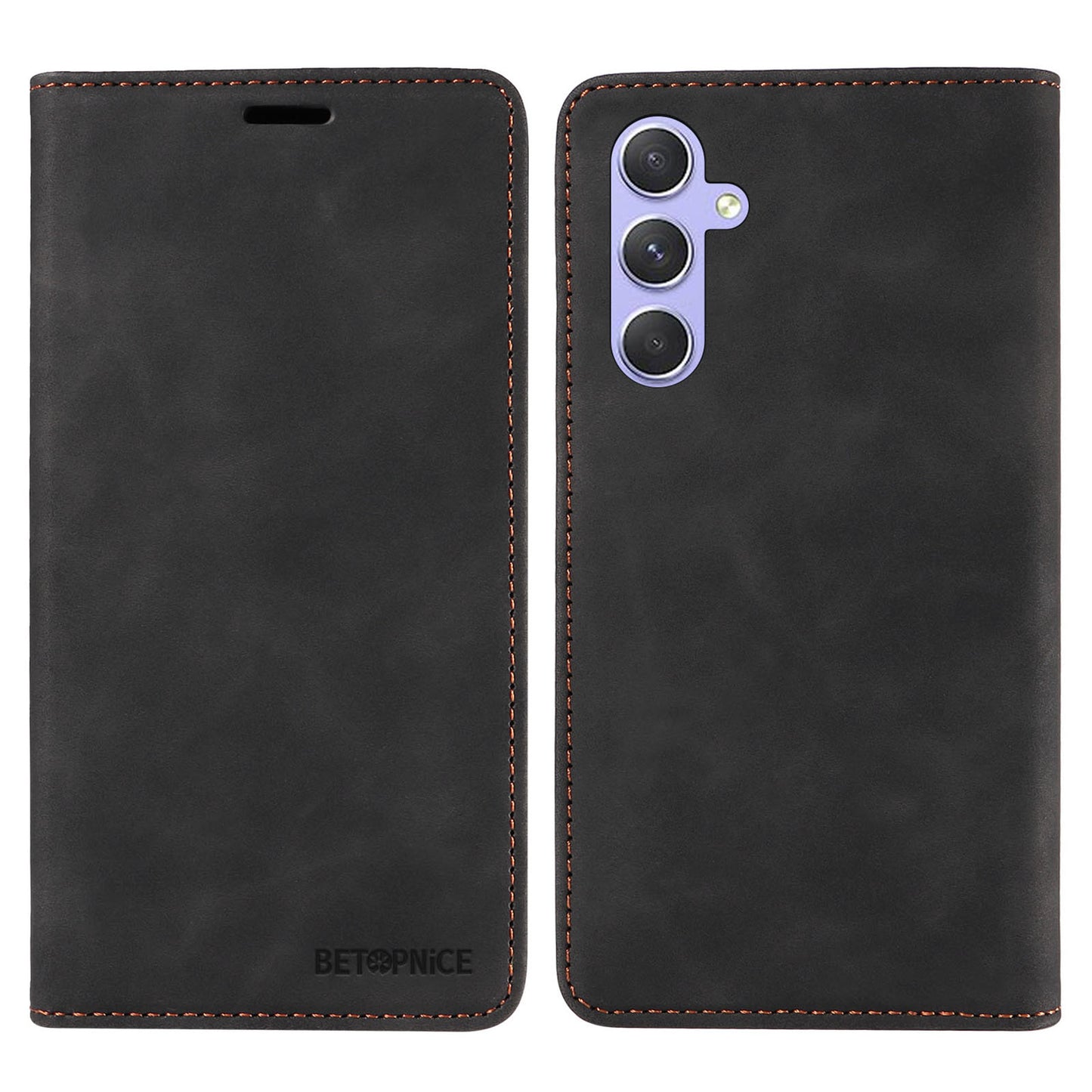 Uniqkart 003 Phone Stand Cover For Samsung Galaxy A54 5G , Anti-Dust Wallet RFID Blocking PU Leather Case - Black