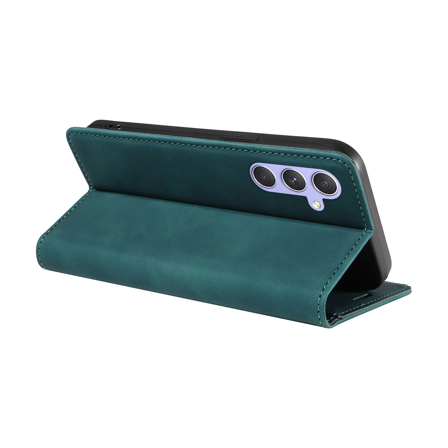 Uniqkart 003 Phone Stand Cover For Samsung Galaxy A54 5G , Anti-Dust Wallet RFID Blocking PU Leather Case - Green