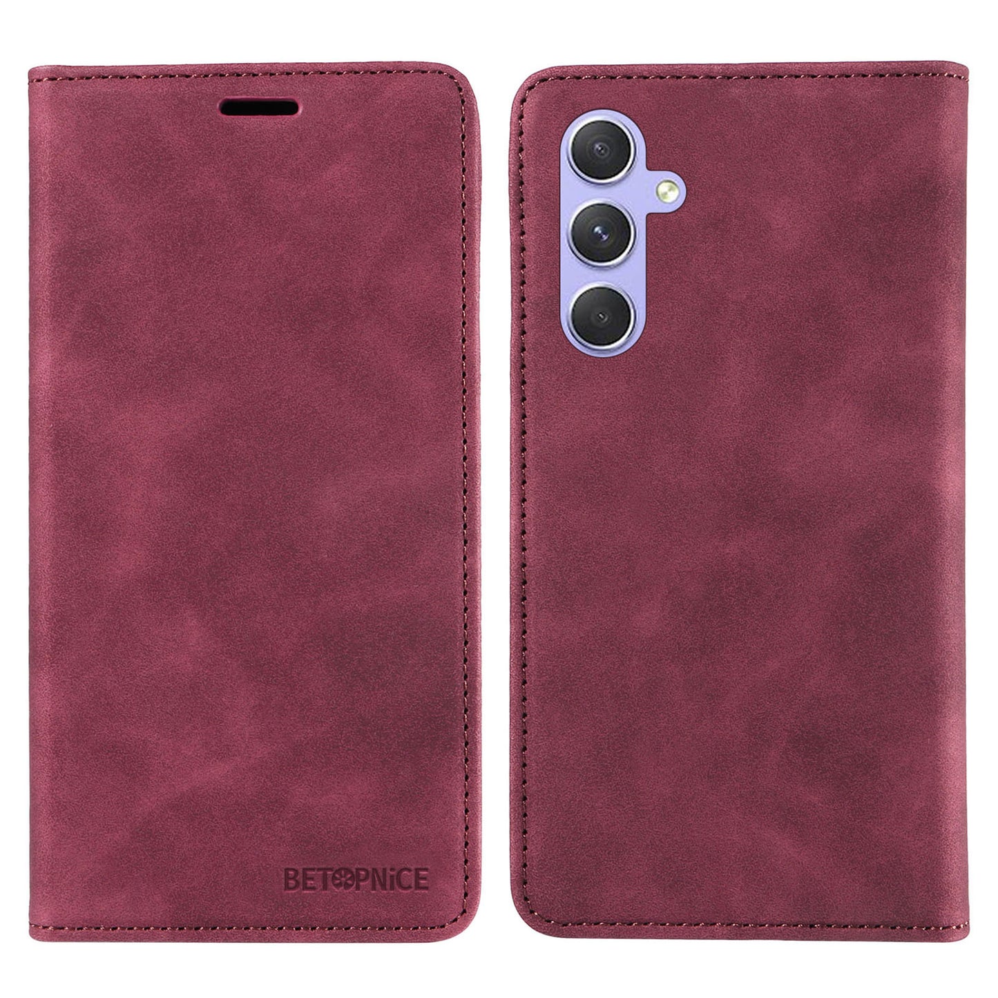 Uniqkart 003 Phone Stand Cover For Samsung Galaxy A54 5G , Anti-Dust Wallet RFID Blocking PU Leather Case - Red