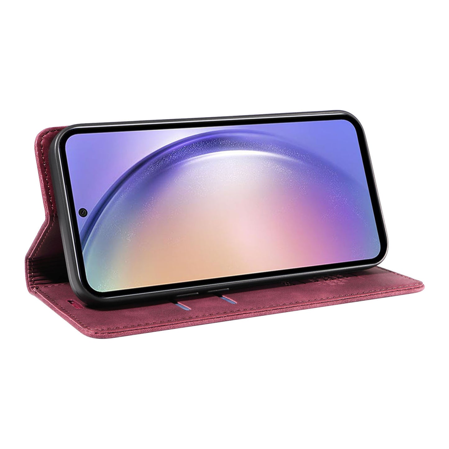 Uniqkart 003 Phone Stand Cover For Samsung Galaxy A54 5G , Anti-Dust Wallet RFID Blocking PU Leather Case - Red