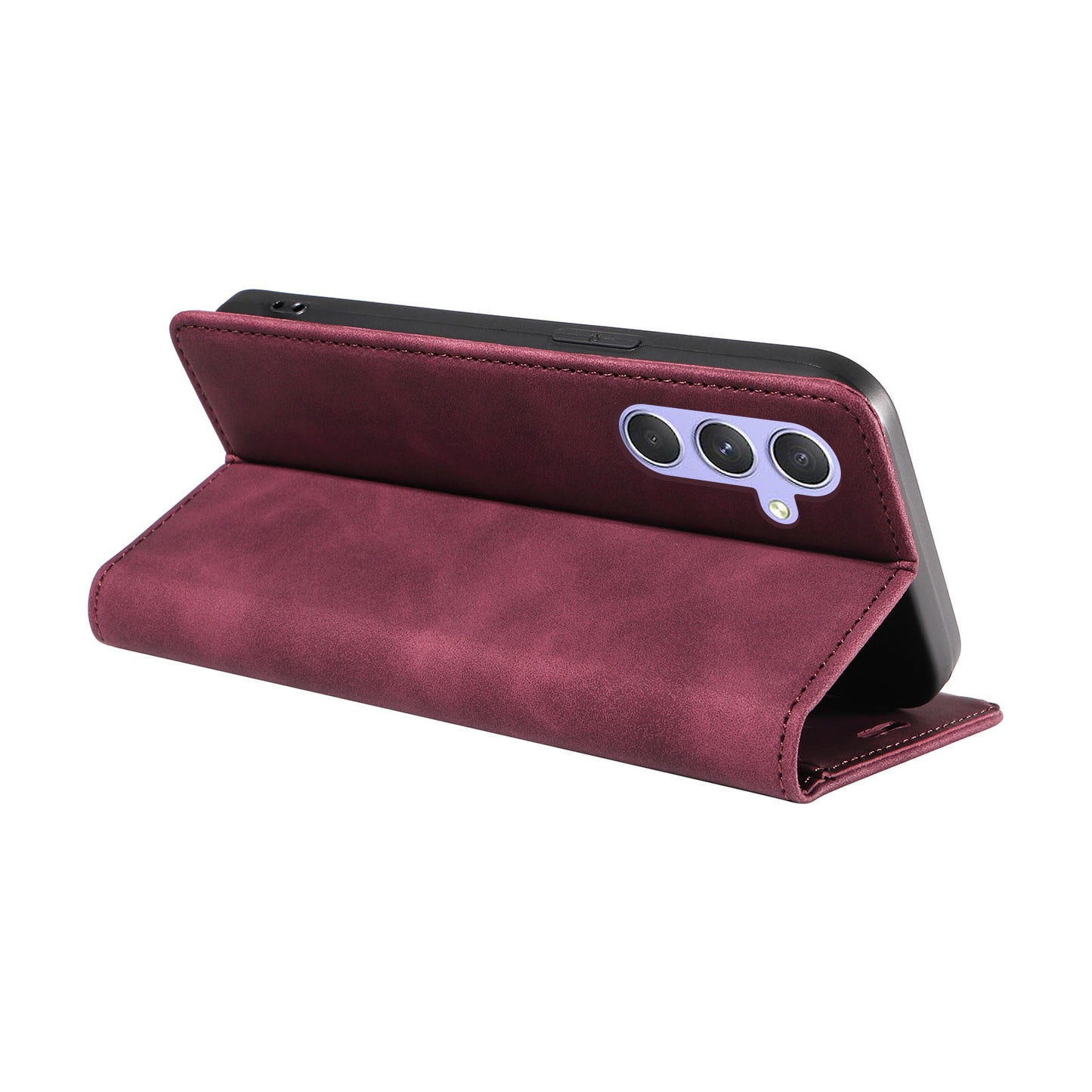 Uniqkart 003 Phone Stand Cover For Samsung Galaxy A54 5G , Anti-Dust Wallet RFID Blocking PU Leather Case - Red