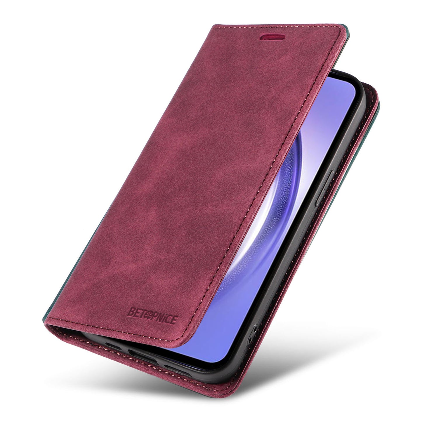 Uniqkart 003 Phone Stand Cover For Samsung Galaxy A54 5G , Anti-Dust Wallet RFID Blocking PU Leather Case - Red