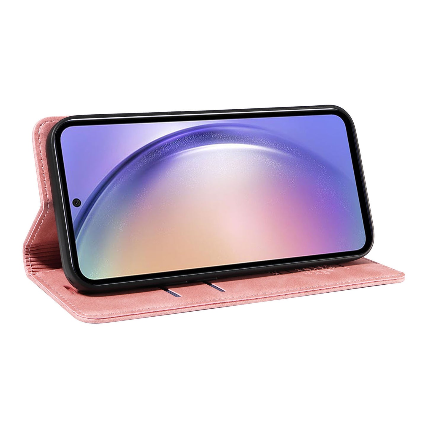 Uniqkart 003 Phone Stand Cover For Samsung Galaxy A54 5G , Anti-Dust Wallet RFID Blocking PU Leather Case - Pink