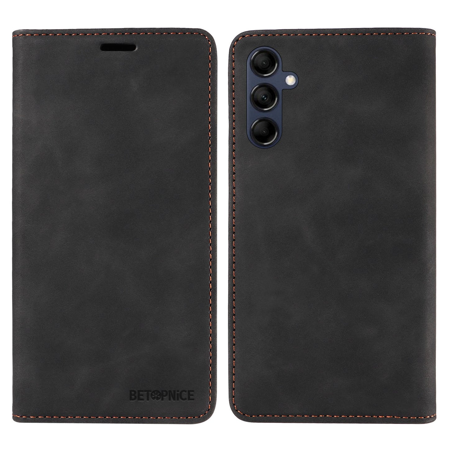 Uniqkart 003 RFID Blocking Phone Cover For Samsung Galaxy F14 5G / M14 5G , PU Leather Stand Wallet Mobile Phone Case - Black