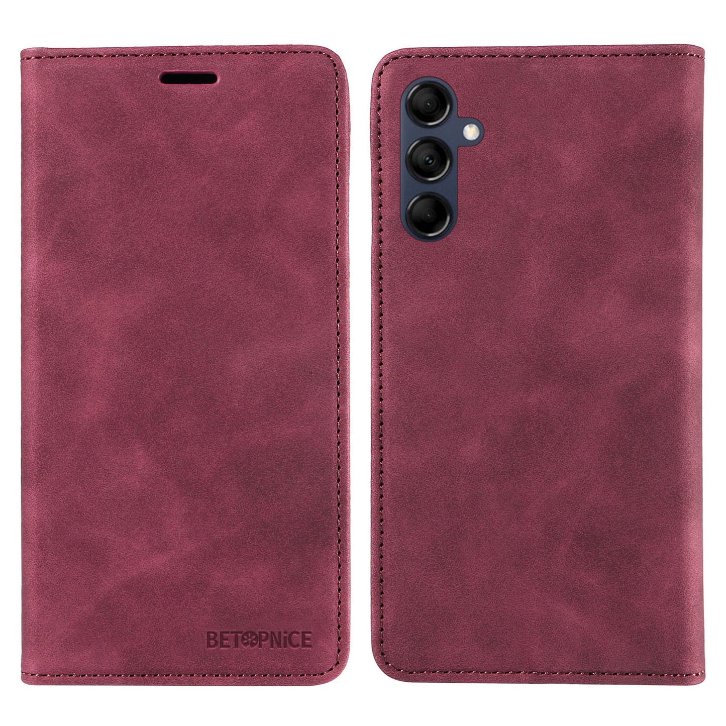 Uniqkart 003 RFID Blocking Phone Cover For Samsung Galaxy F14 5G / M14 5G , PU Leather Stand Wallet Mobile Phone Case - Red