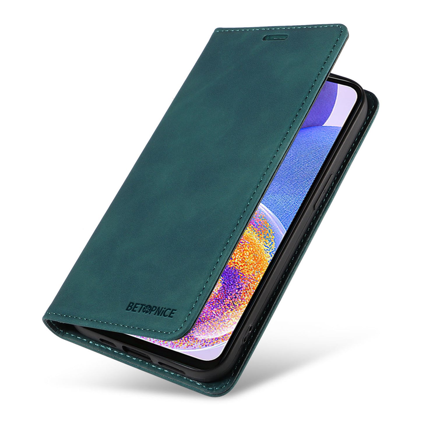 Uniqkart 003 For Samsung Galaxy A53 5G Phone Case PU Leather Stand Cover RFID Blocking Wallet Phone Shell - Green