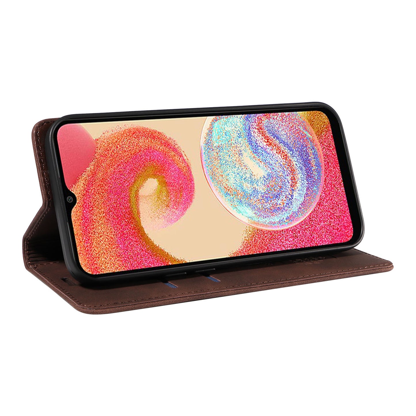 Uniqkart 003 For Samsung Galaxy A04e 4G / F04 4G / M04 4G Wallet Cell Phone Case RFID Blocking PU Leather Stand Cover - Brown