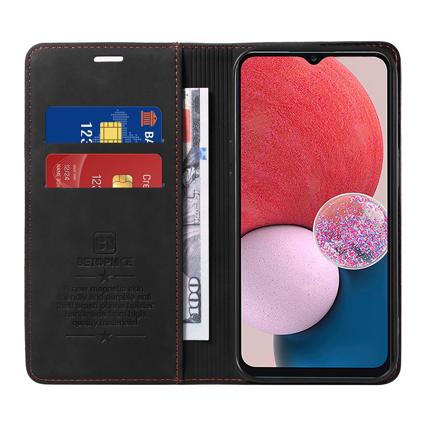 Uniqkart 003 Samsung Galaxy A13 4G / A13 5G / A04s 4G / M13 5G / A04 4G Phone Case Wallet RFID Blocking Cover - Black