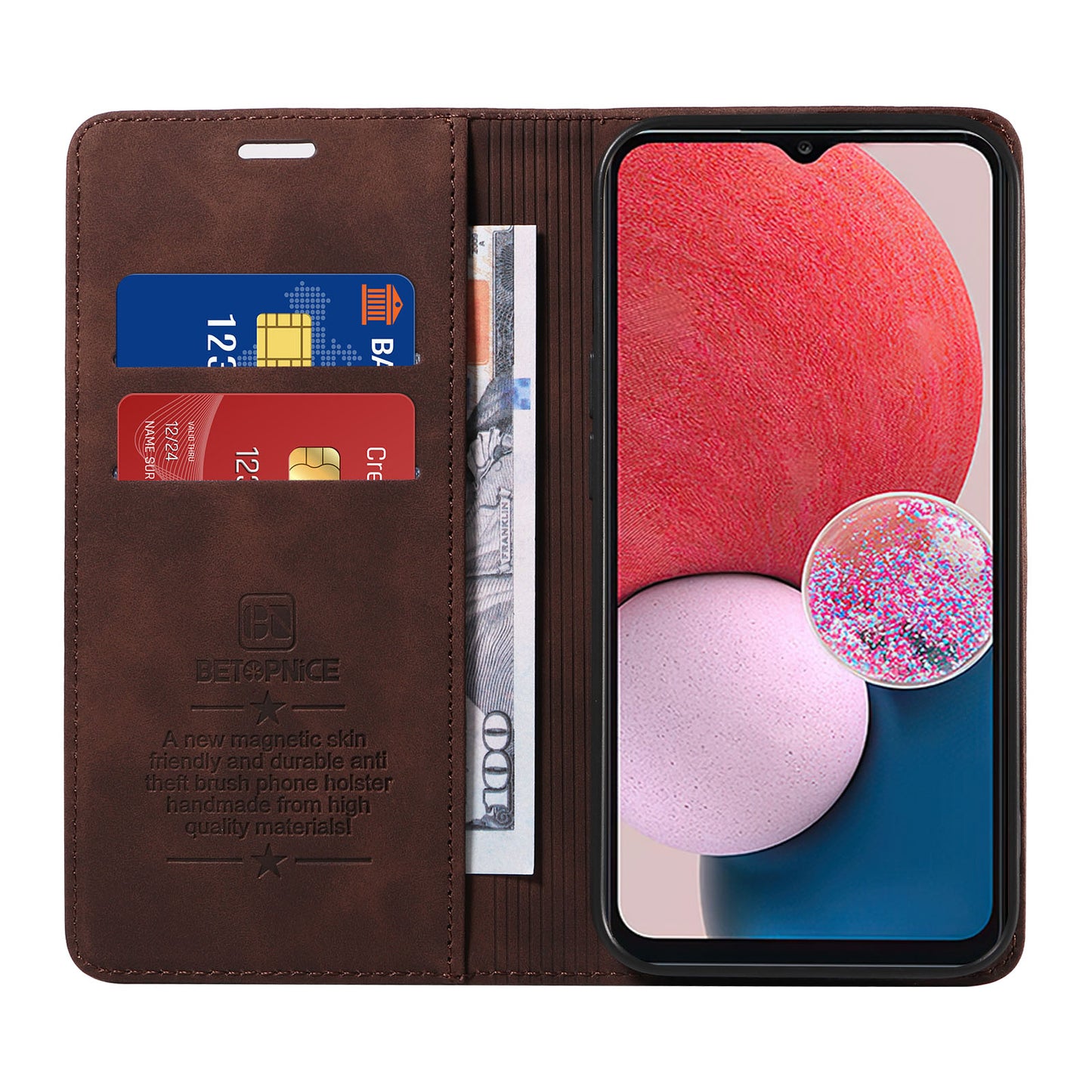 Uniqkart 003 Samsung Galaxy A13 4G / A13 5G / A04s 4G / M13 5G / A04 4G Phone Case Wallet RFID Blocking Cover - Brown