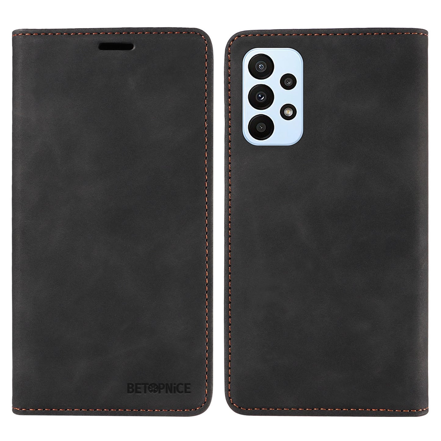 for Samsung Galaxy A23 4G / A23 5G (Global Version) / F23 5G / M23 5G/M13 4G RFID Blocking Stand PU Leather Cover Magnetic Wallet Case - Black