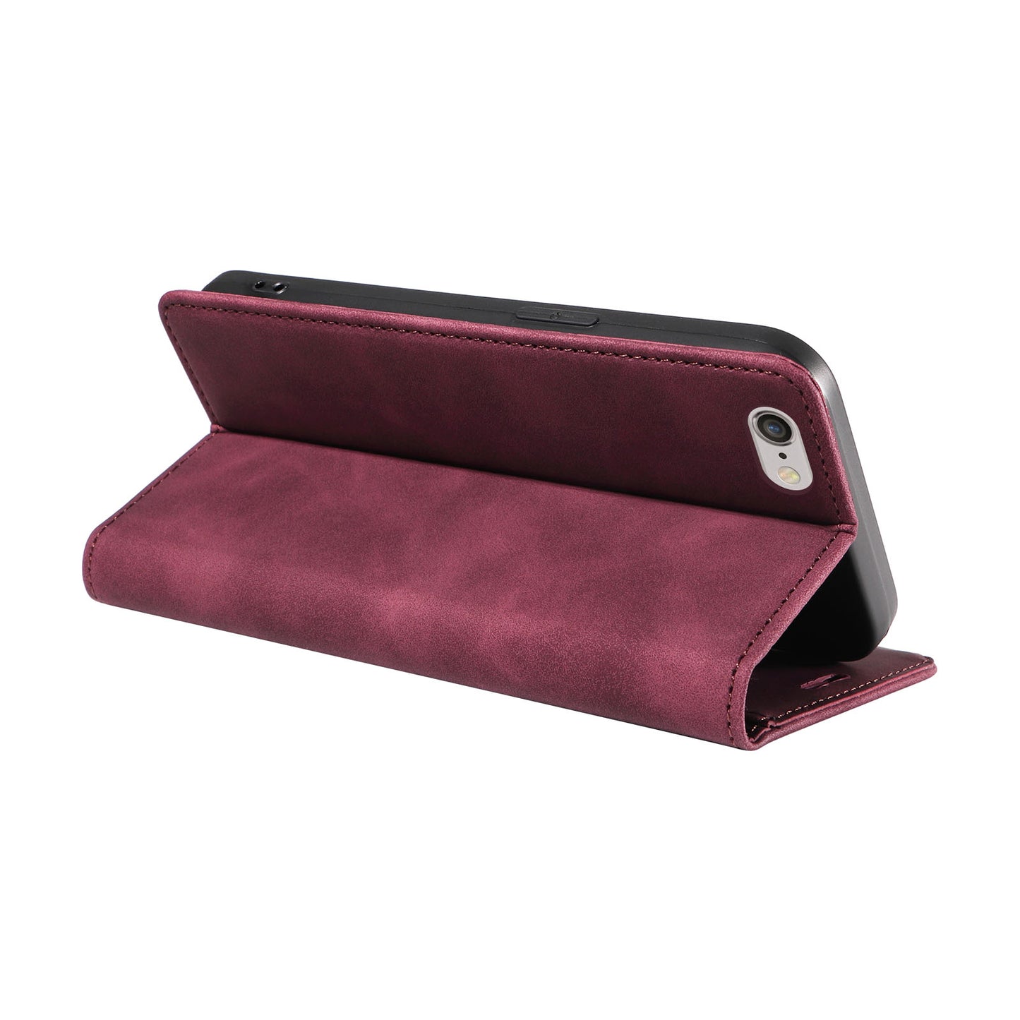 Uniqkart 003 For iPhone 6 Plus / 7 Plus / 8 Plus / 6s Plus TPU+PU Leather Stand Cover RFID Blocking Wallet Cell Phone Case - Red