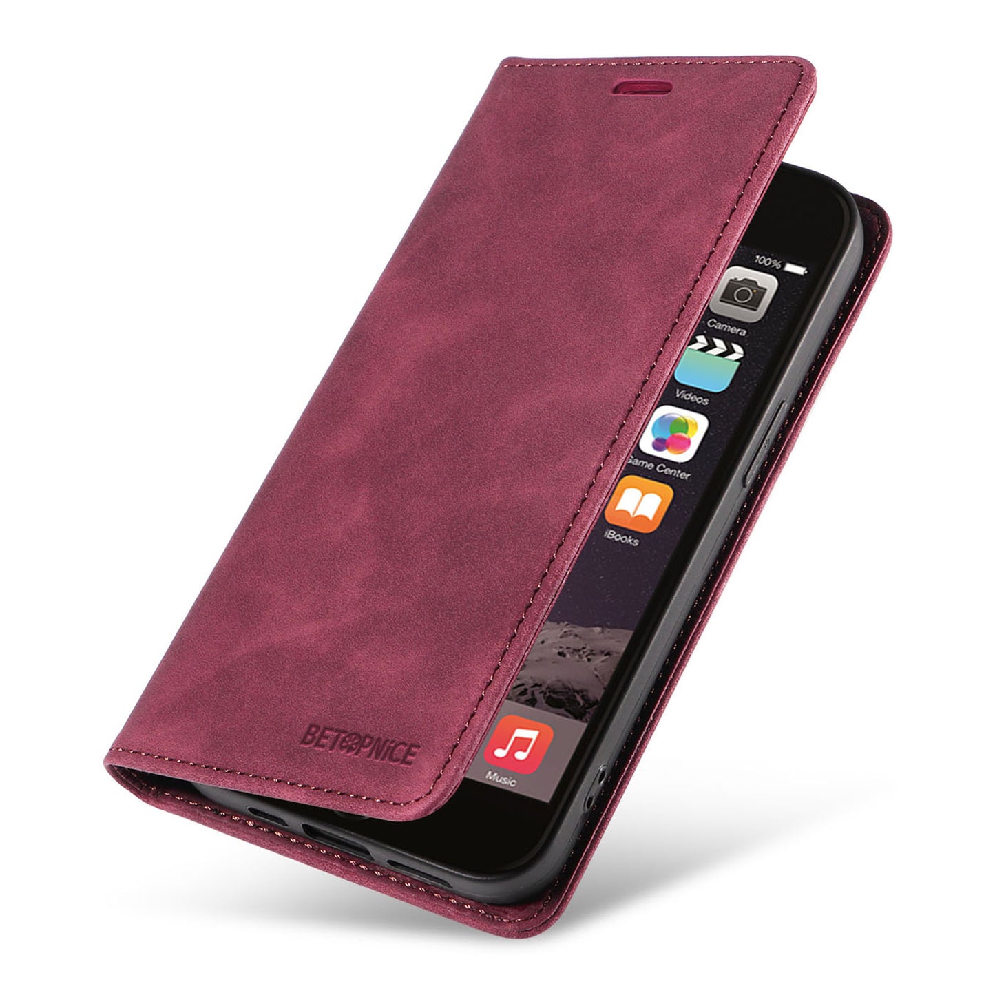 Uniqkart 003 For iPhone 6 Plus / 7 Plus / 8 Plus / 6s Plus TPU+PU Leather Stand Cover RFID Blocking Wallet Cell Phone Case - Red