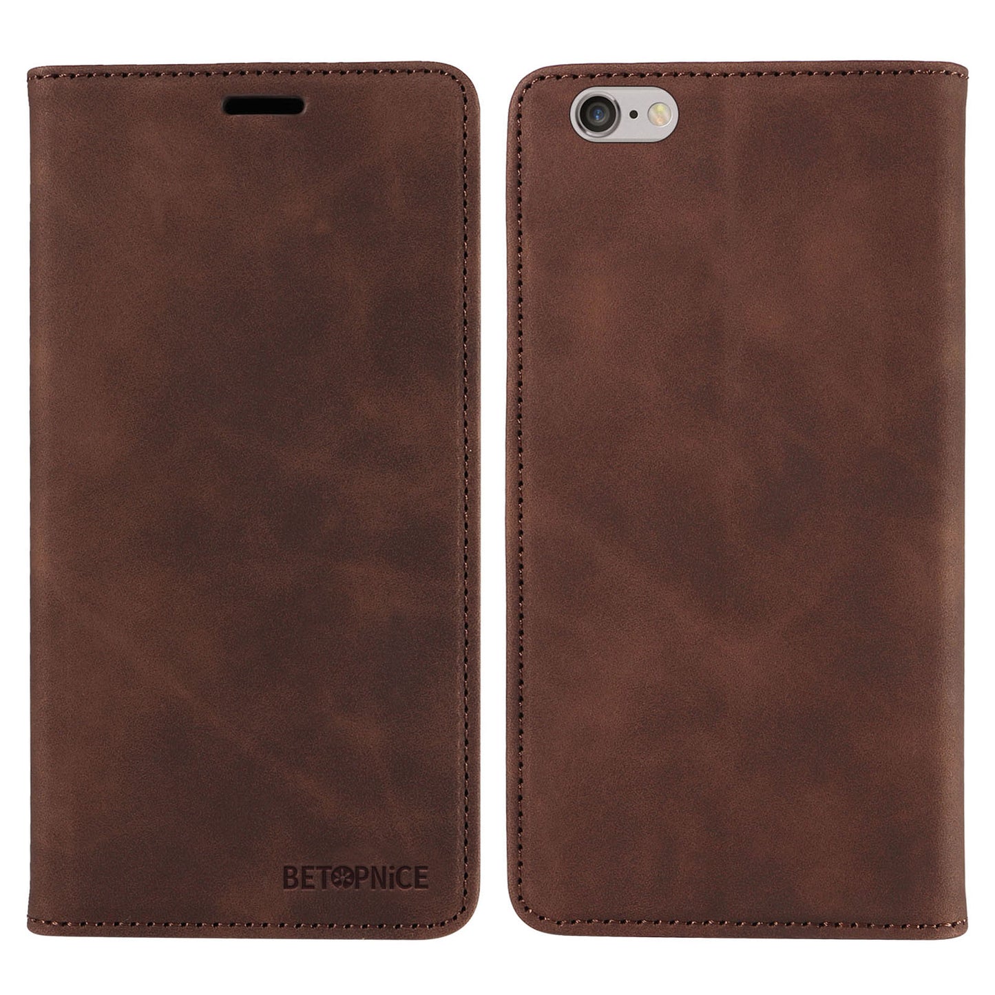 Uniqkart 003 For iPhone 6 Plus / 7 Plus / 8 Plus / 6s Plus TPU+PU Leather Stand Cover RFID Blocking Wallet Cell Phone Case - Brown