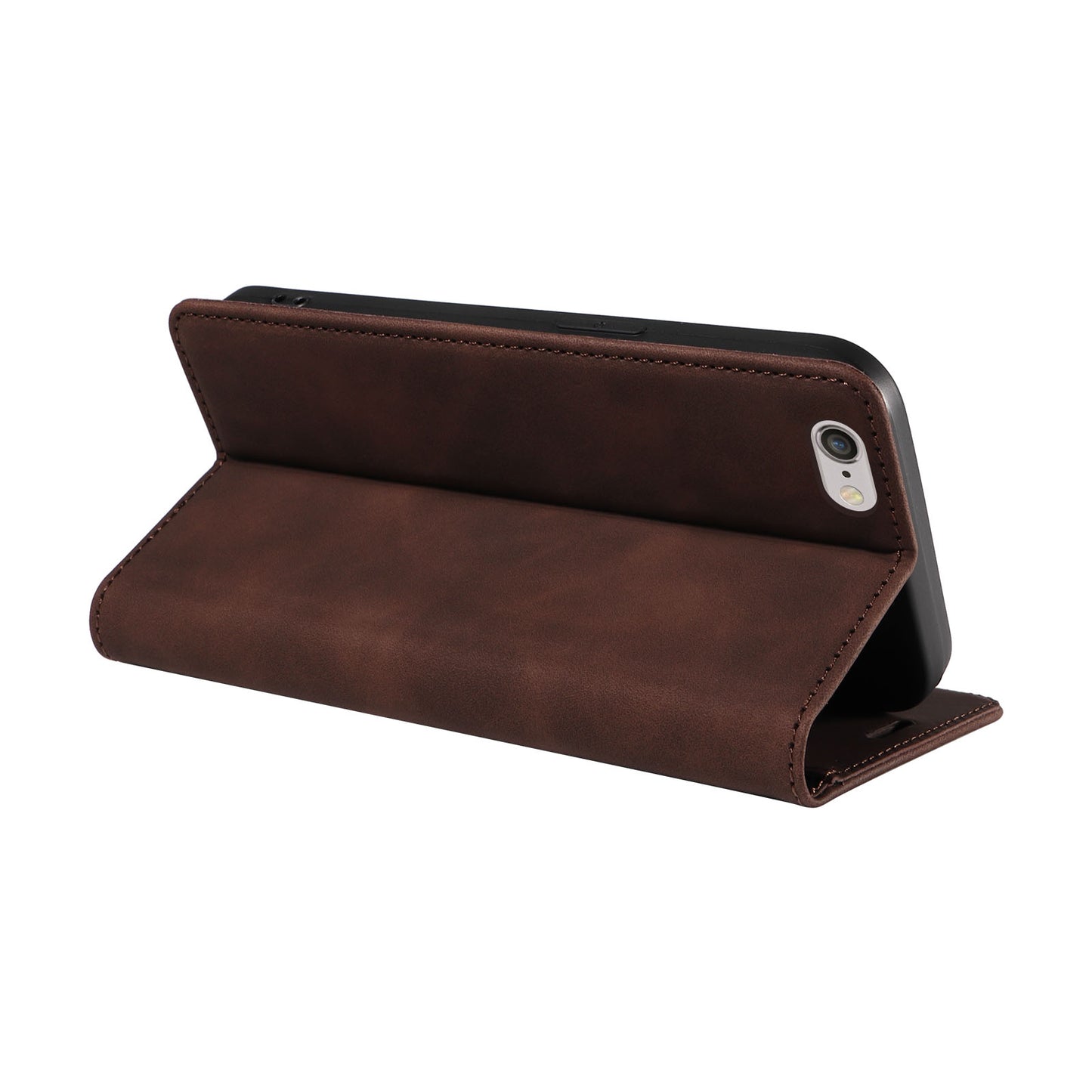 Uniqkart 003 For iPhone 6 Plus / 7 Plus / 8 Plus / 6s Plus TPU+PU Leather Stand Cover RFID Blocking Wallet Cell Phone Case - Brown