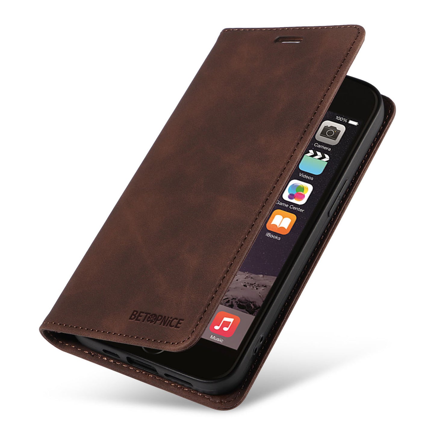 Uniqkart 003 For iPhone 6 Plus / 7 Plus / 8 Plus / 6s Plus TPU+PU Leather Stand Cover RFID Blocking Wallet Cell Phone Case - Brown