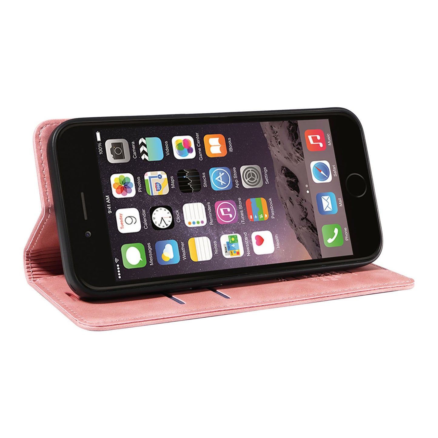 Uniqkart 003 For iPhone 6 Plus / 7 Plus / 8 Plus / 6s Plus TPU+PU Leather Stand Cover RFID Blocking Wallet Cell Phone Case - Pink
