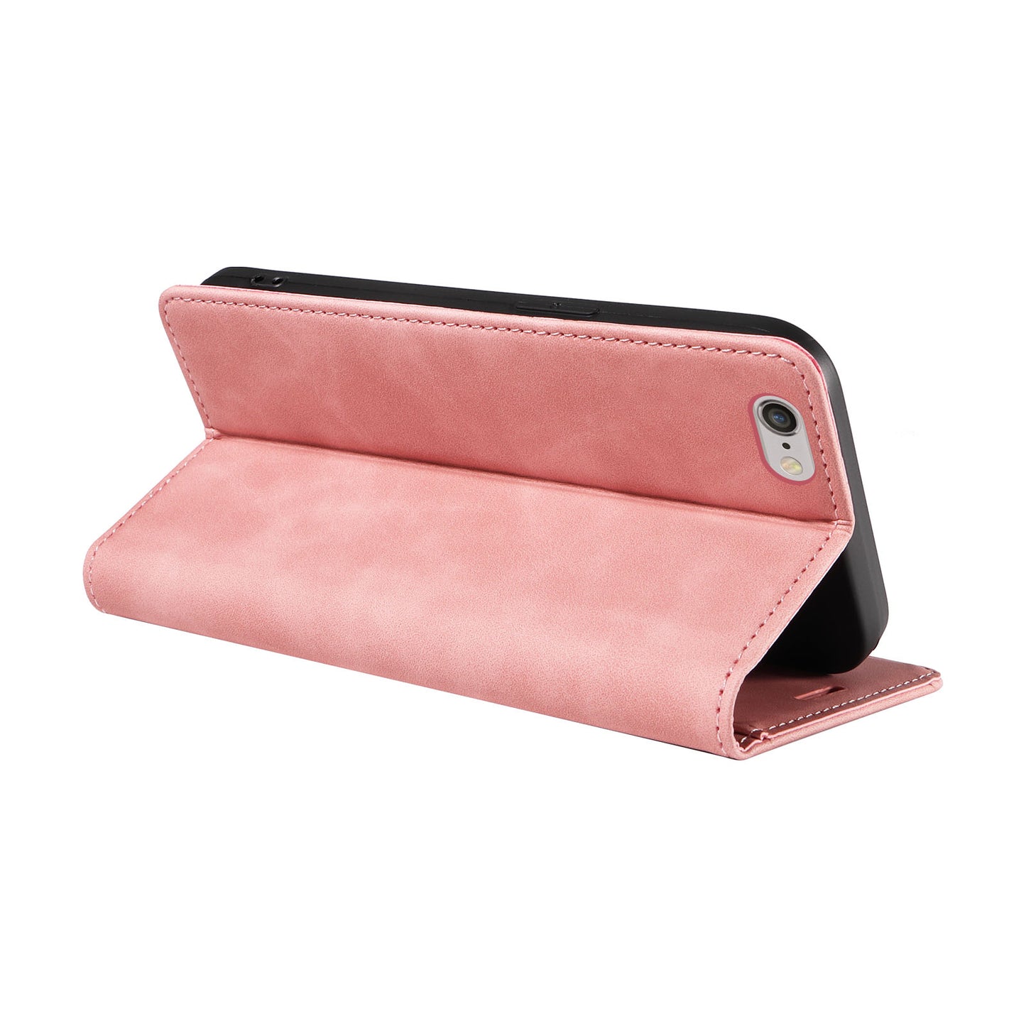 Uniqkart 003 For iPhone 6 Plus / 7 Plus / 8 Plus / 6s Plus TPU+PU Leather Stand Cover RFID Blocking Wallet Cell Phone Case - Pink