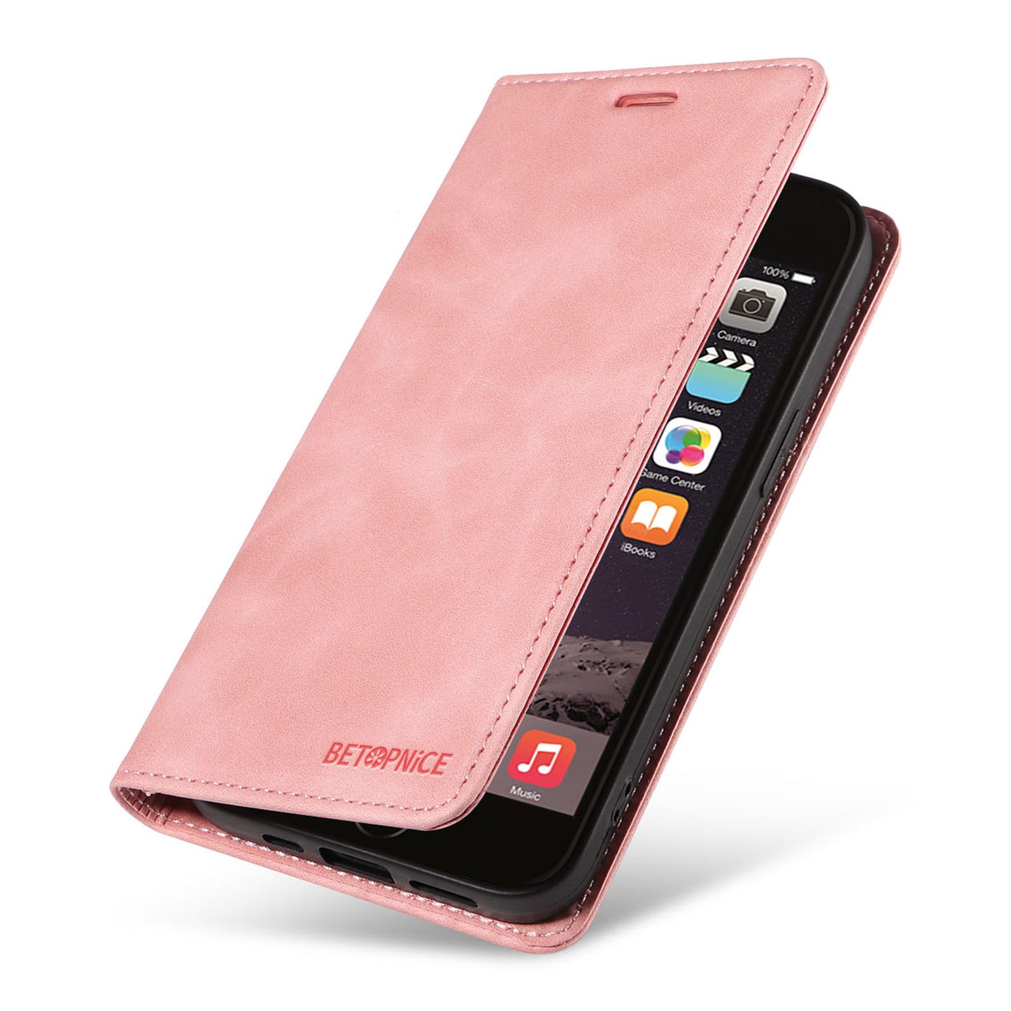 Uniqkart 003 For iPhone 6 Plus / 7 Plus / 8 Plus / 6s Plus TPU+PU Leather Stand Cover RFID Blocking Wallet Cell Phone Case - Pink