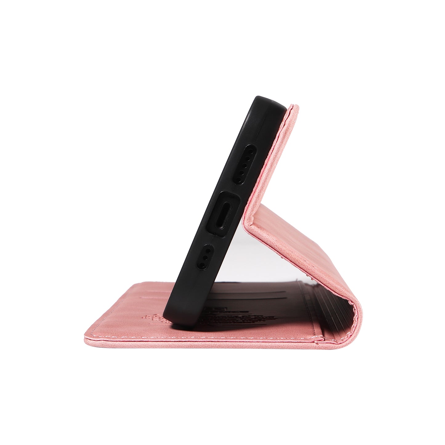 Uniqkart 003 For iPhone 15 Phone Case RFID Blocking PU Leather Stand Cover Wallet - Pink