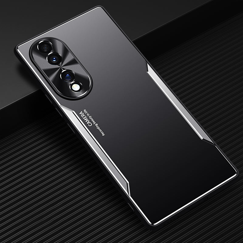 Uniqkart for Honor 70 5G Aluminium Alloy+TPU Anti-Scratch Case Shockproof Phone Cover - Silver