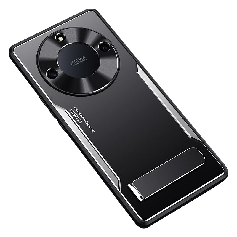 Uniqkart for Honor X40 5G TPU + Aluminium Alloy Anti-drop Phone Case Kickstand Back Cover - Silver