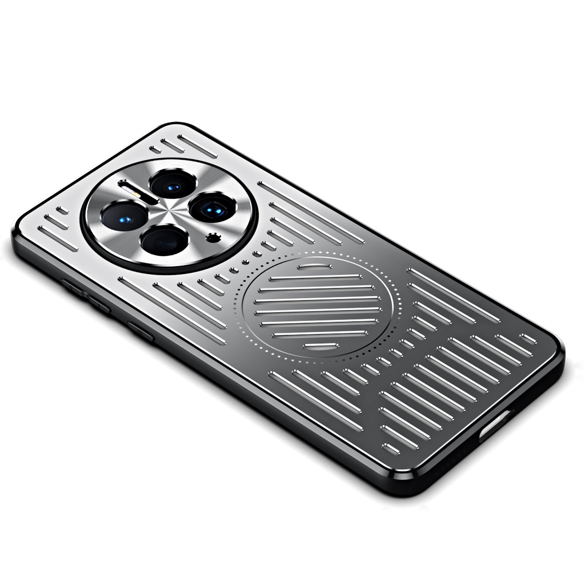 Magnetic Phone Case for Huawei Mate 50 Pro 4G , Hollow Heat Dissipation TPU+Aluminum Alloy Back Cover - Silver