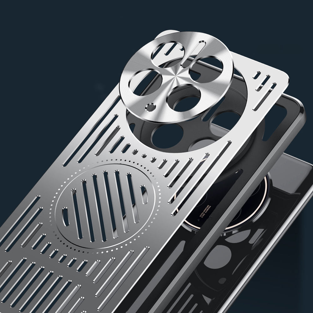 Magnetic Phone Case for Huawei Mate 50 Pro 4G , Hollow Heat Dissipation TPU+Aluminum Alloy Back Cover - Blue