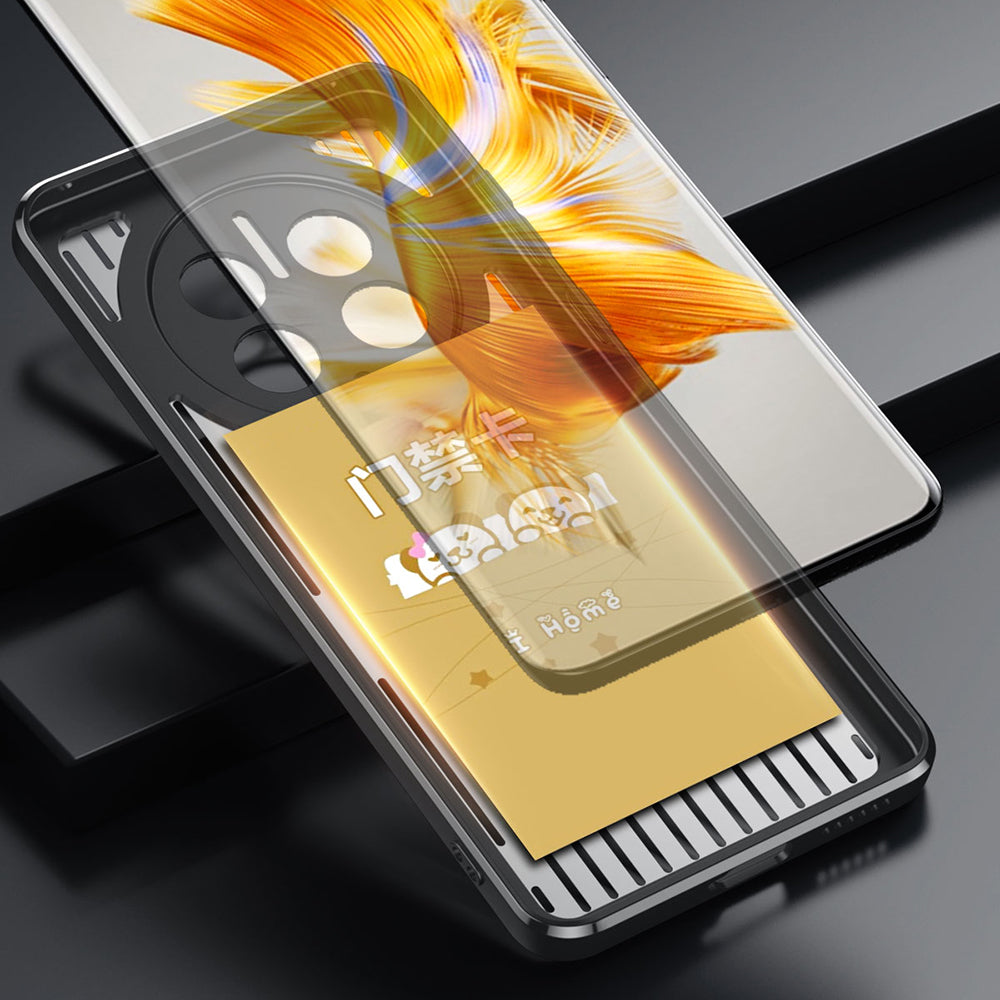 Magnetic Phone Case for Huawei Mate 50 Pro 4G , Hollow Heat Dissipation TPU+Aluminum Alloy Back Cover - Black