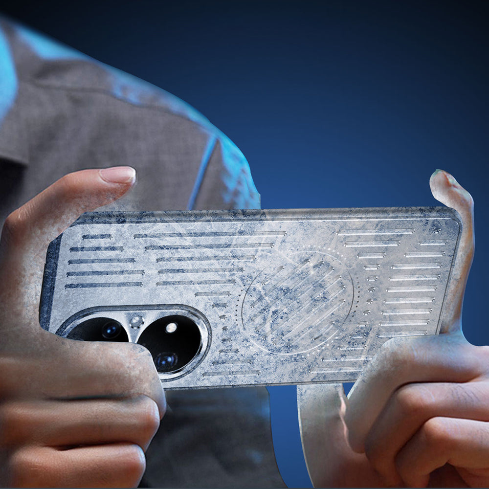 Uniqkart for Huawei P50 Pro 4G Magnetic Phone Case Hollow Heat Dissipation TPU + Aluminum Alloy Back Cover - Silver