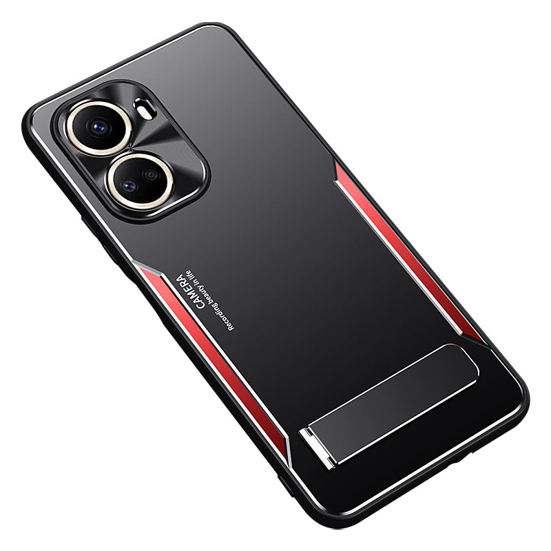 Uniqkart for Huawei nova 10 SE 4G Anti-scratch Phone Cover TPU+Aluminium Alloy Kickstand Case - Red