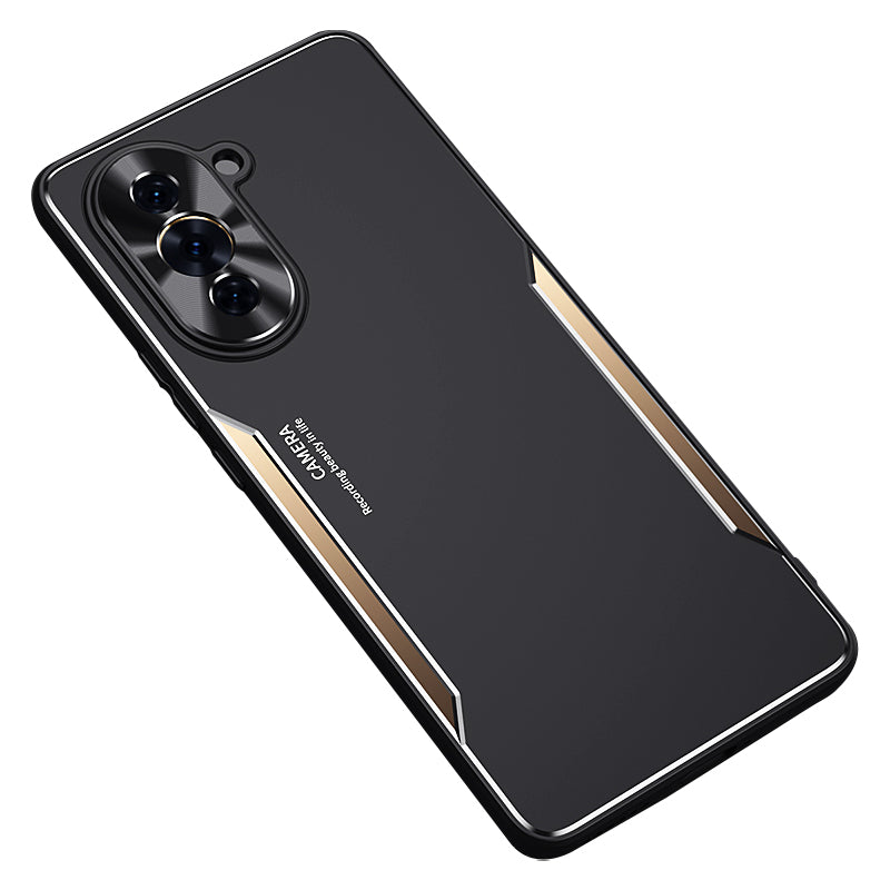 Uniqkart for Huawei nova 10 4G Anti-drop Phone Case Aluminium Alloy + TPU Cell Phone Cover - Gold
