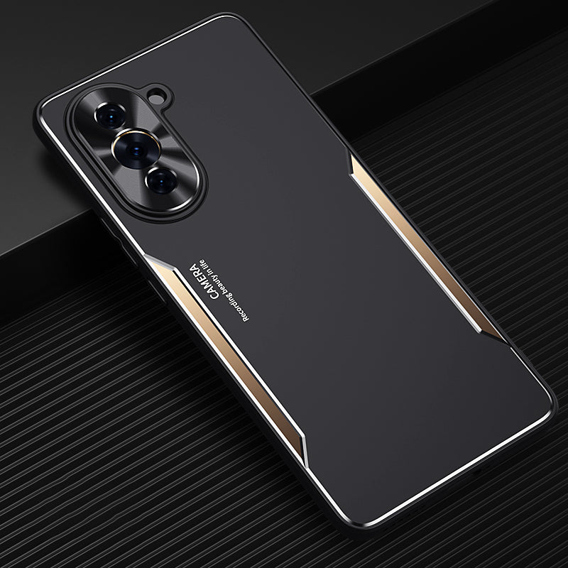 Uniqkart for Huawei nova 10 4G Anti-drop Phone Case Aluminium Alloy + TPU Cell Phone Cover - Gold