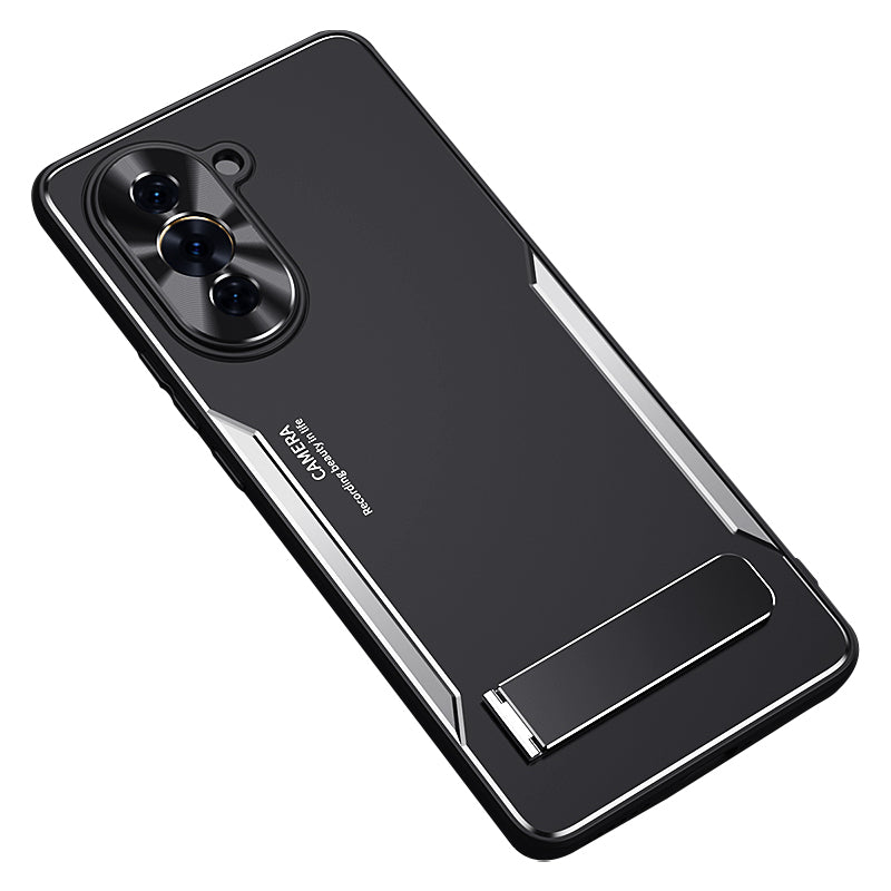 Uniqkart for Huawei nova 10 4G TPU + Aluminium Alloy Phone Case Anti-drop Back Cover with Kickstand - Silver
