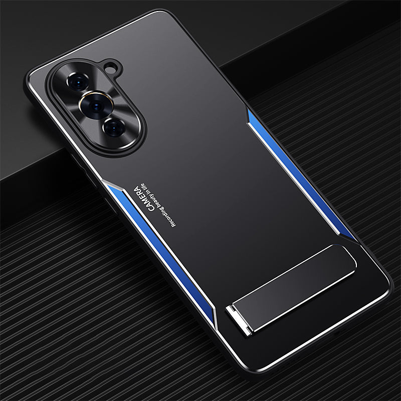 Uniqkart for Huawei nova 10 4G TPU + Aluminium Alloy Phone Case Anti-drop Back Cover with Kickstand - Blue