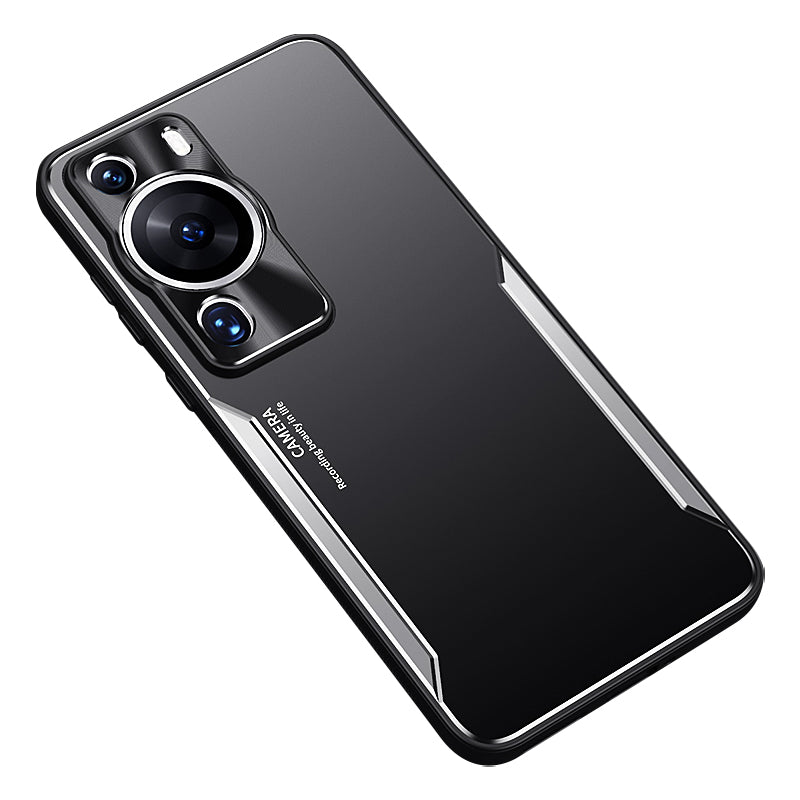 Uniqkart for Huawei P60 Pro Shockproof Back Case Aluminium Alloy+TPU Phone Cover - Silver