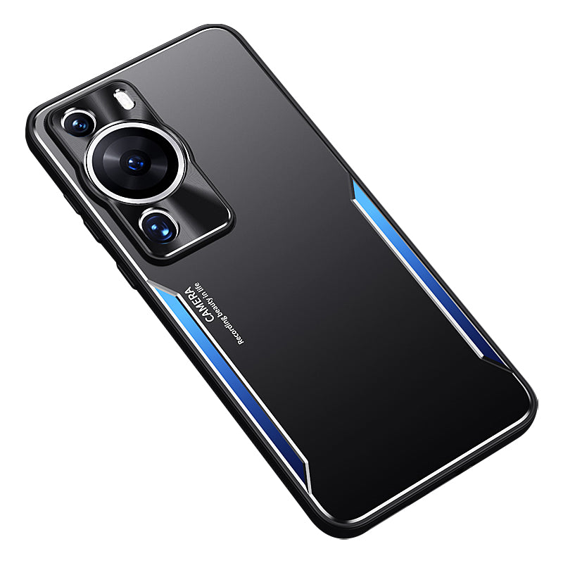 Uniqkart for Huawei P60 Pro Shockproof Back Case Aluminium Alloy+TPU Phone Cover - Blue