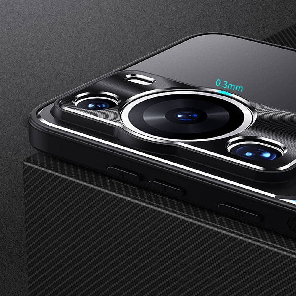 Uniqkart for Huawei P60 Pro Shockproof Back Case Aluminium Alloy+TPU Phone Cover - Blue