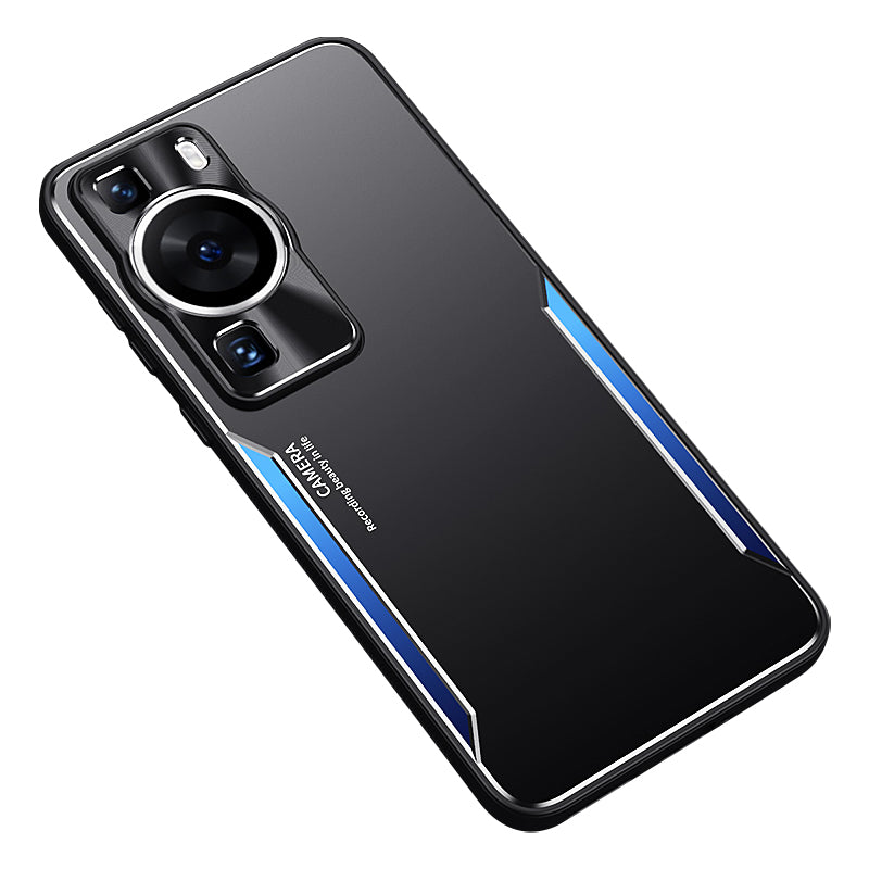 Uniqkart for Huawei P60 Shockproof Phone Case Aluminium Alloy+TPU Anti-scratch Cover - Blue