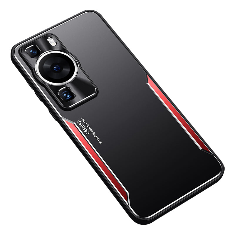 Uniqkart for Huawei P60 Shockproof Phone Case Aluminium Alloy+TPU Anti-scratch Cover - Red