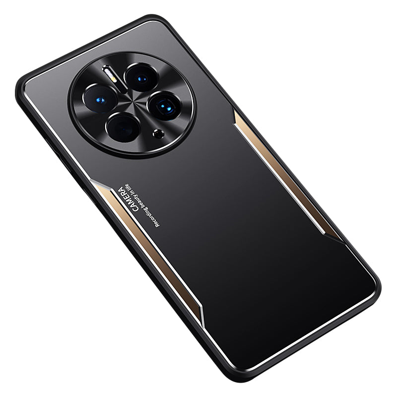 Uniqkart for Huawei Mate 50 Pro 4G Aluminium Alloy+TPU Cover Shockproof Mobile Phone Case - Gold