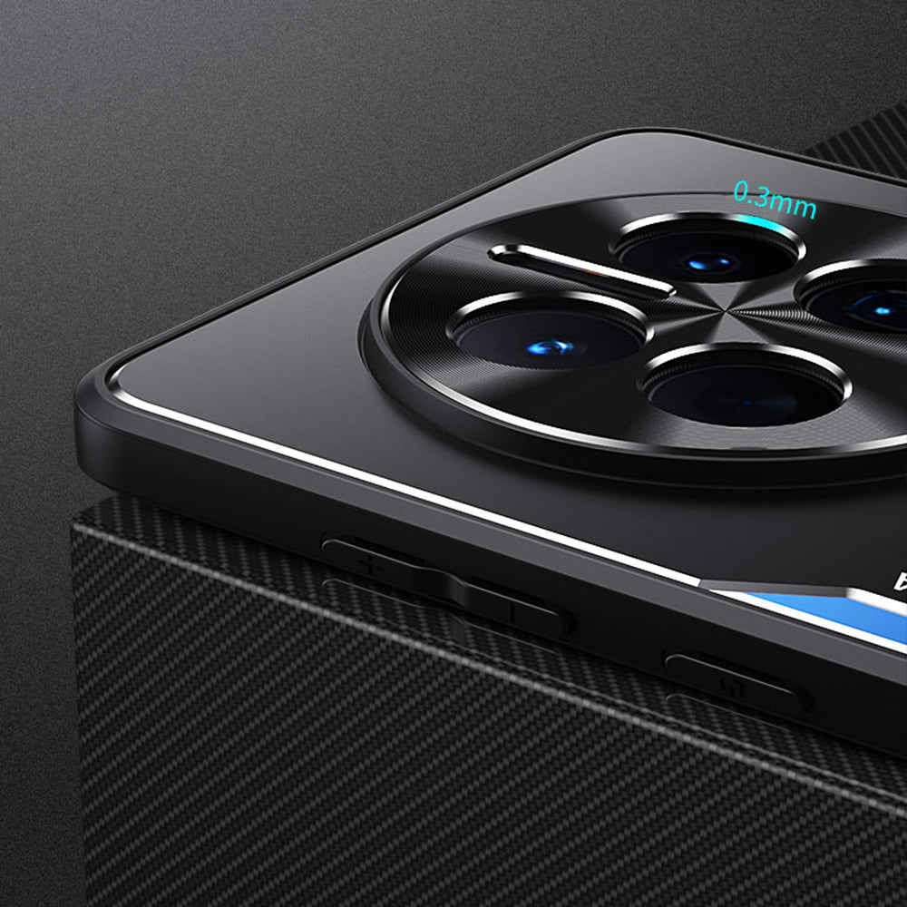 Uniqkart for Huawei Mate 50 Pro 4G Aluminium Alloy+TPU Cover Shockproof Mobile Phone Case - Gold