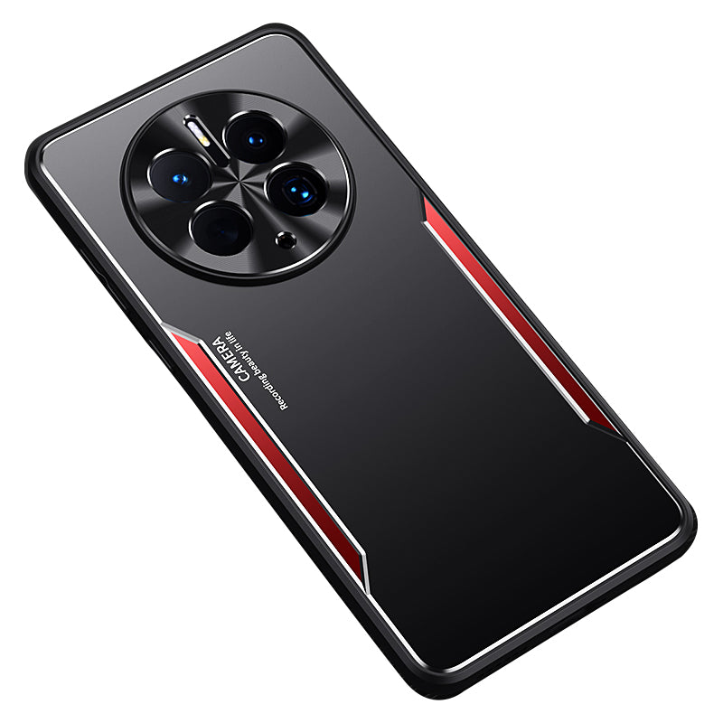 Uniqkart for Huawei Mate 50 Pro 4G Aluminium Alloy+TPU Cover Shockproof Mobile Phone Case - Red