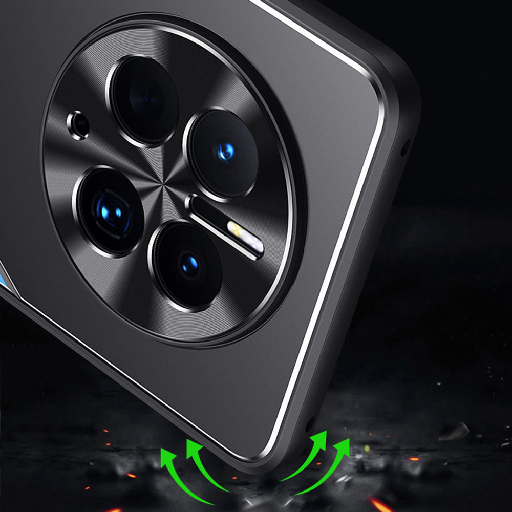 Uniqkart for Huawei Mate 50 Pro 4G Aluminium Alloy+TPU Cover Shockproof Mobile Phone Case - Blue