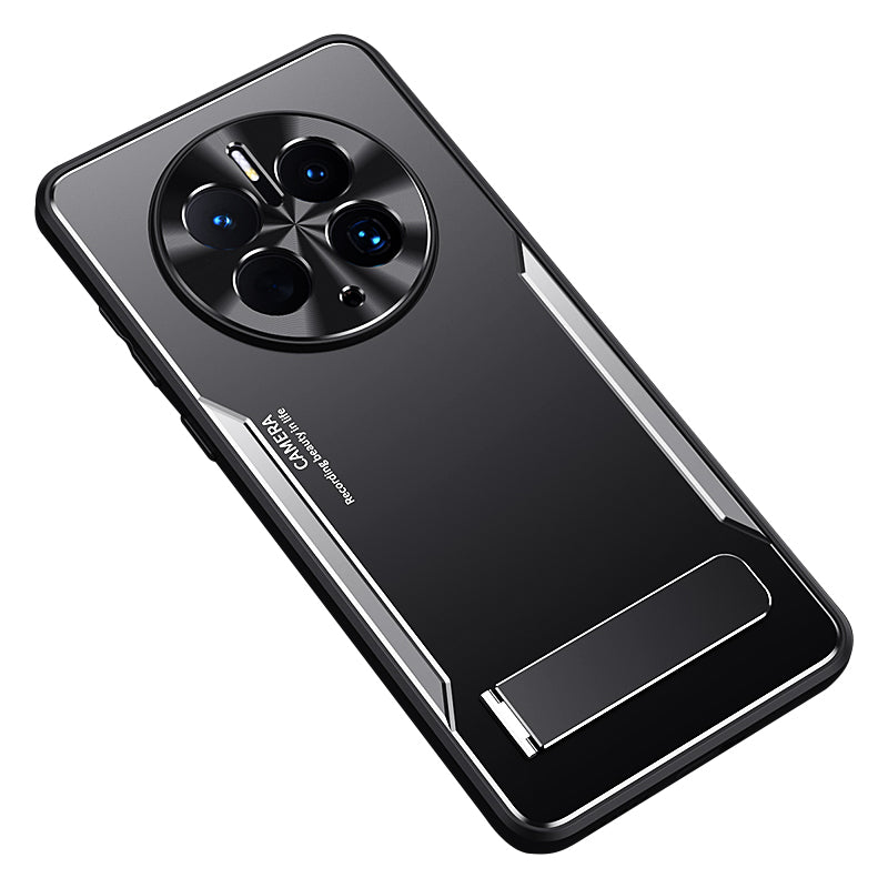 Uniqkart for Huawei Mate 50 Pro 4G TPU+Aluminium Alloy Kickstand Phone Case Shockproof Back Cover - Silver