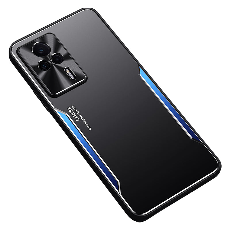 Uniqkart for Xiaomi Redmi K60E 5G Anti-Scratch Back Case Aluminium Alloy+TPU Cell Phone Cover - Blue