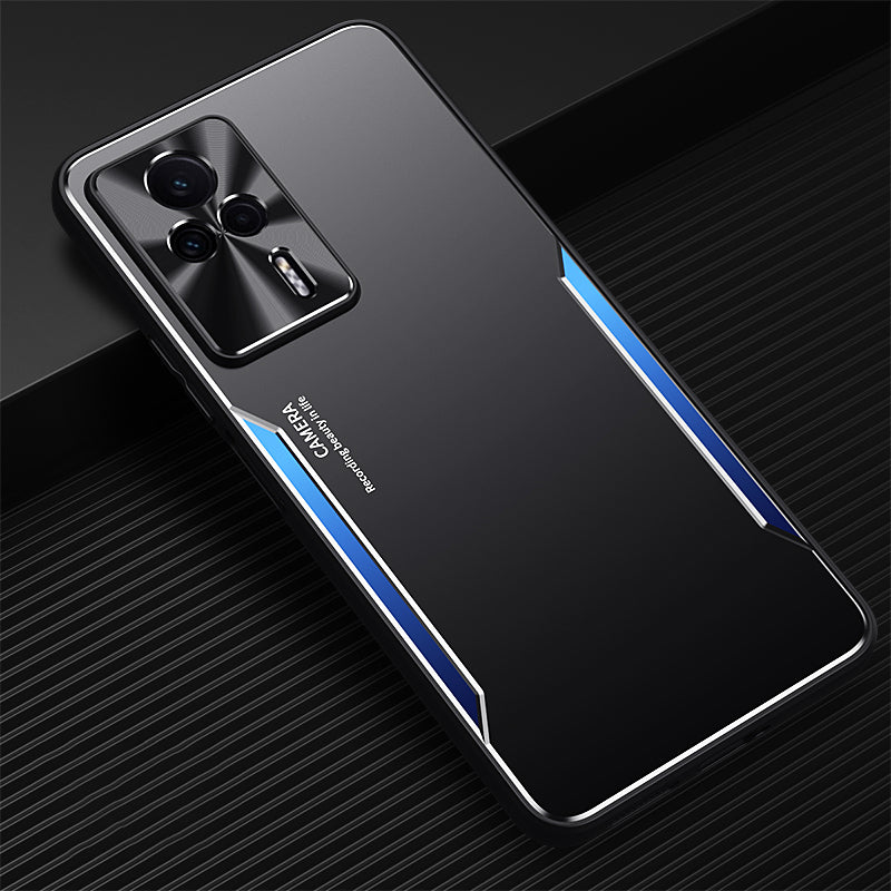 Uniqkart for Xiaomi Redmi K60E 5G Anti-Scratch Back Case Aluminium Alloy+TPU Cell Phone Cover - Blue