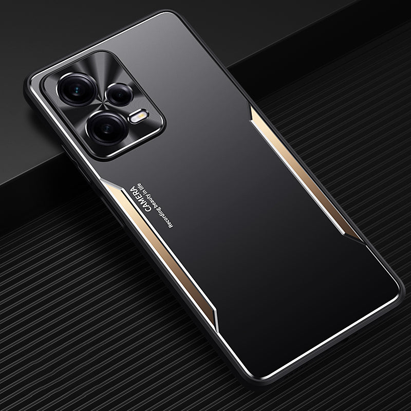 Uniqkart for Xiaomi Redmi Note 12 Pro+ 5G Drop-proof Case Aluminium Alloy+TPU Phone Cover - Gold