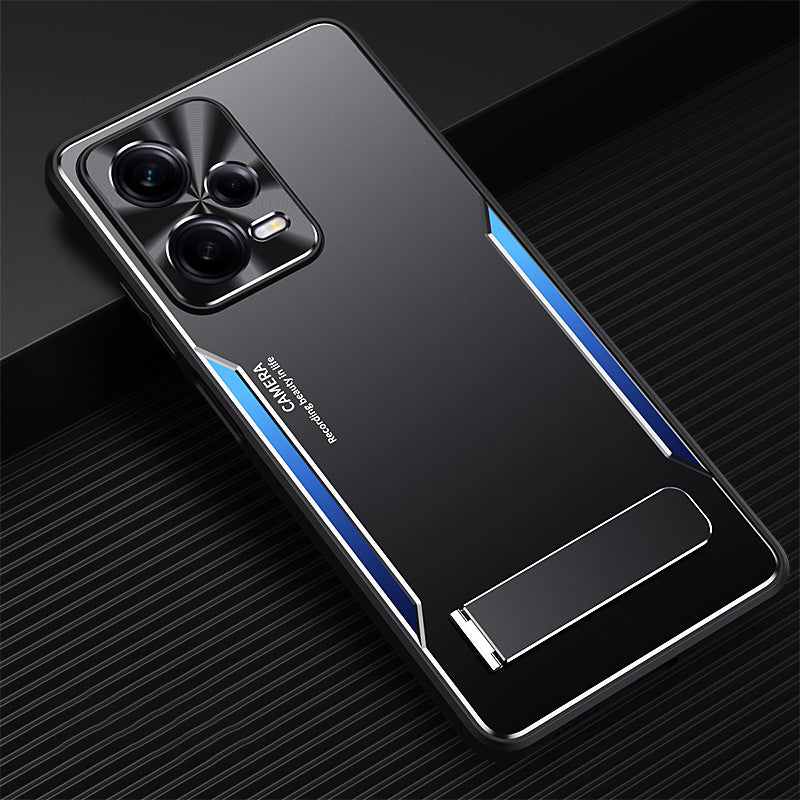 Uniqkart for Xiaomi Redmi Note 12 Pro+ 5G TPU+Aluminium Alloy Kickstand Case Shockproof Phone Cover - Blue