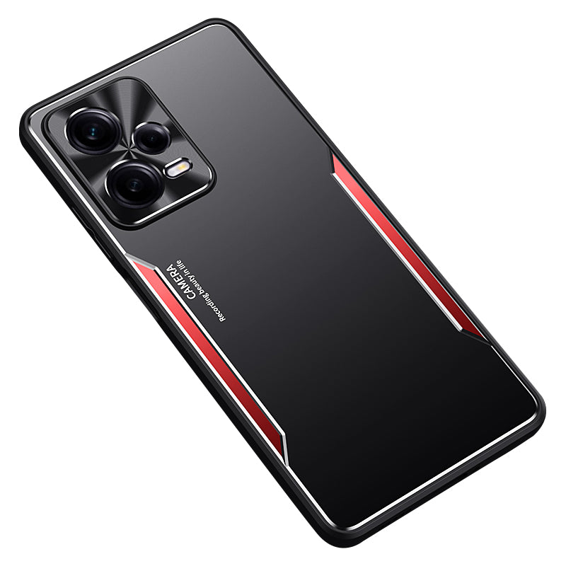 Uniqkart for Xiaomi Redmi Note 12 Pro 5G Aluminium Alloy + TPU Back Cover Anti-drop Mobile Case - Red