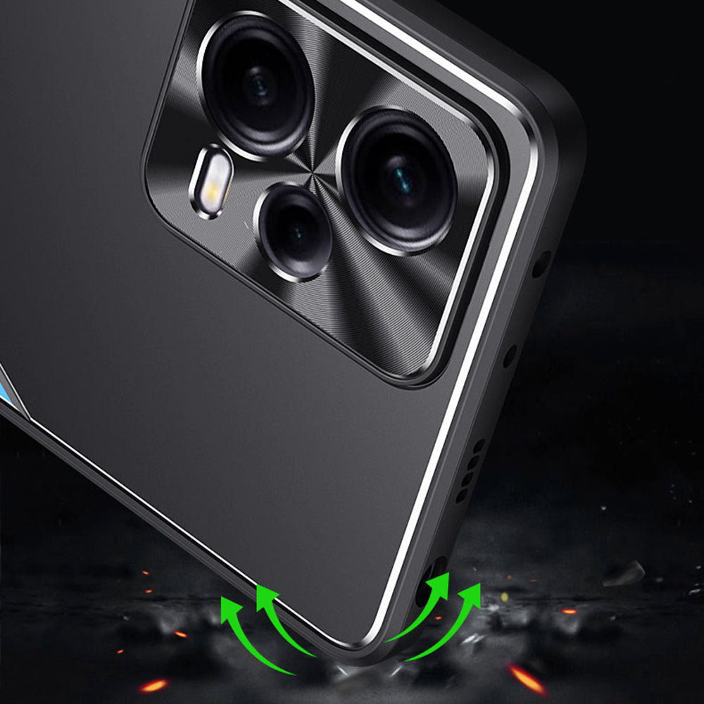 Uniqkart for Xiaomi Redmi Note 12 Pro 5G Kickstand Drop-proof Case TPU+Aluminium Alloy Phone Cover - Gold